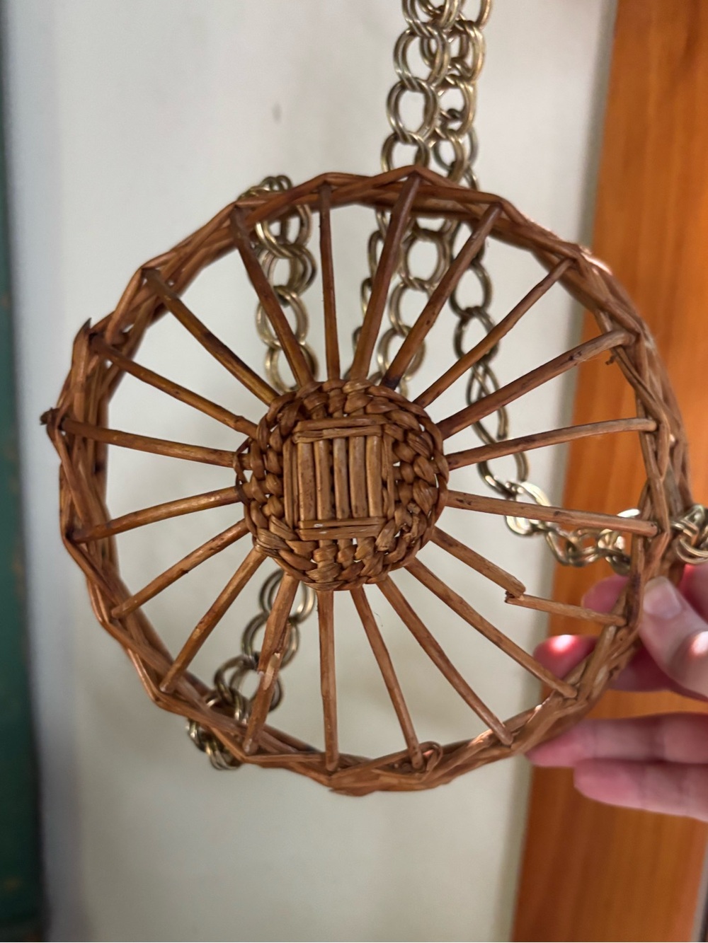 Vintage Hanging Wicker Basket Tray - Picture 3 of 6